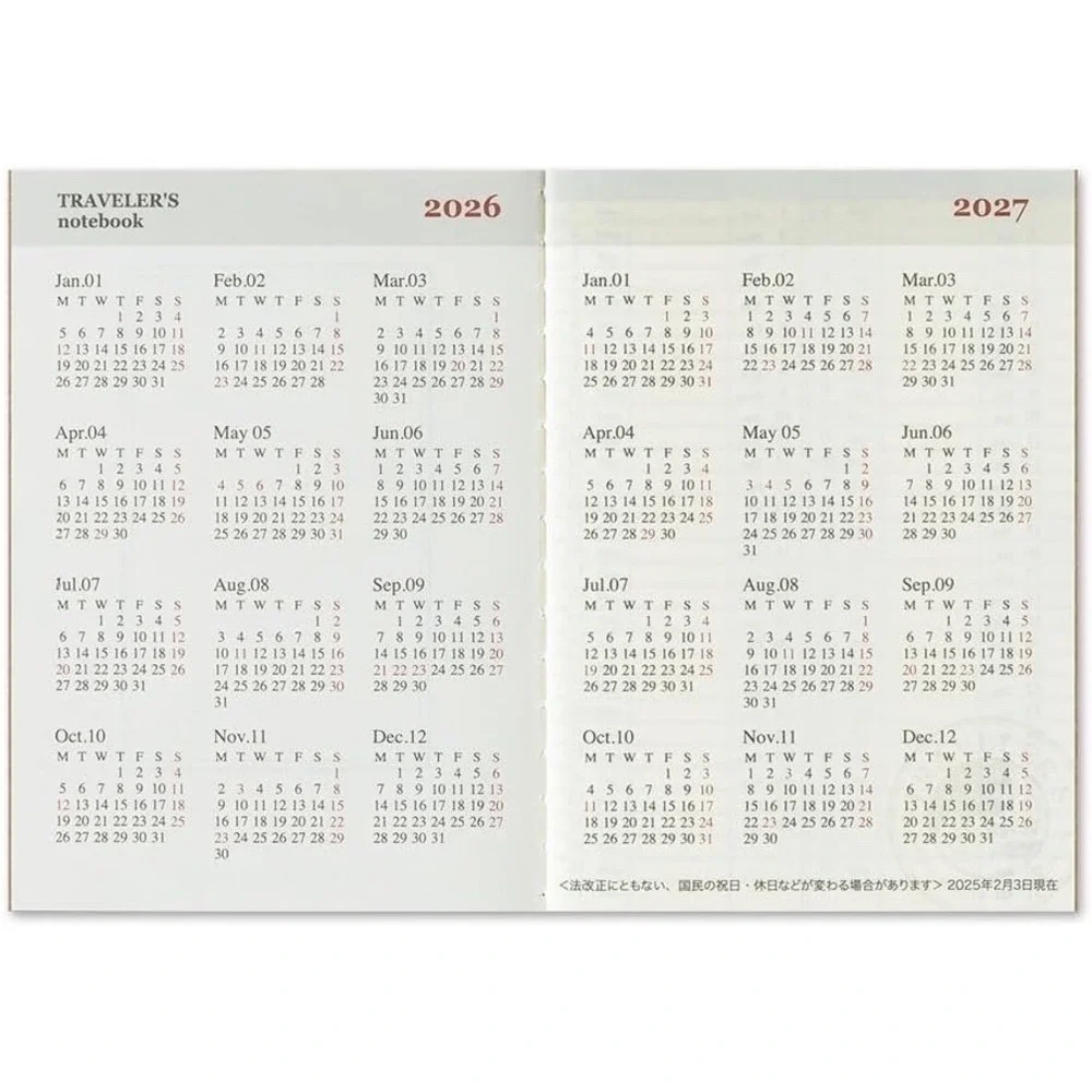 NEW Traveler's Notebook 2026 Weekly Diary Passport Size JAPAN Planner